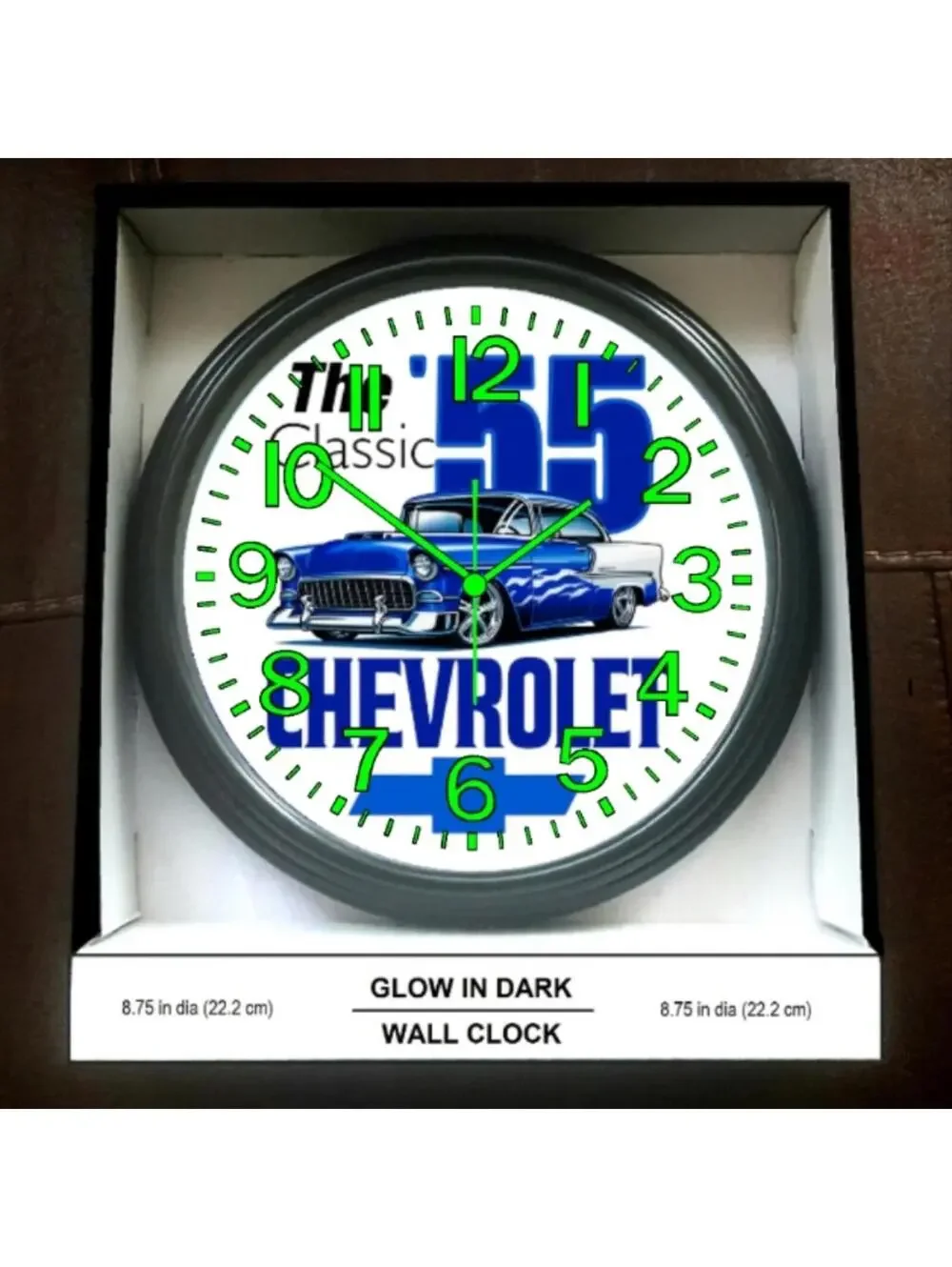 1955 Chevy Bel Air Glow In The Dark Wall Clock New!